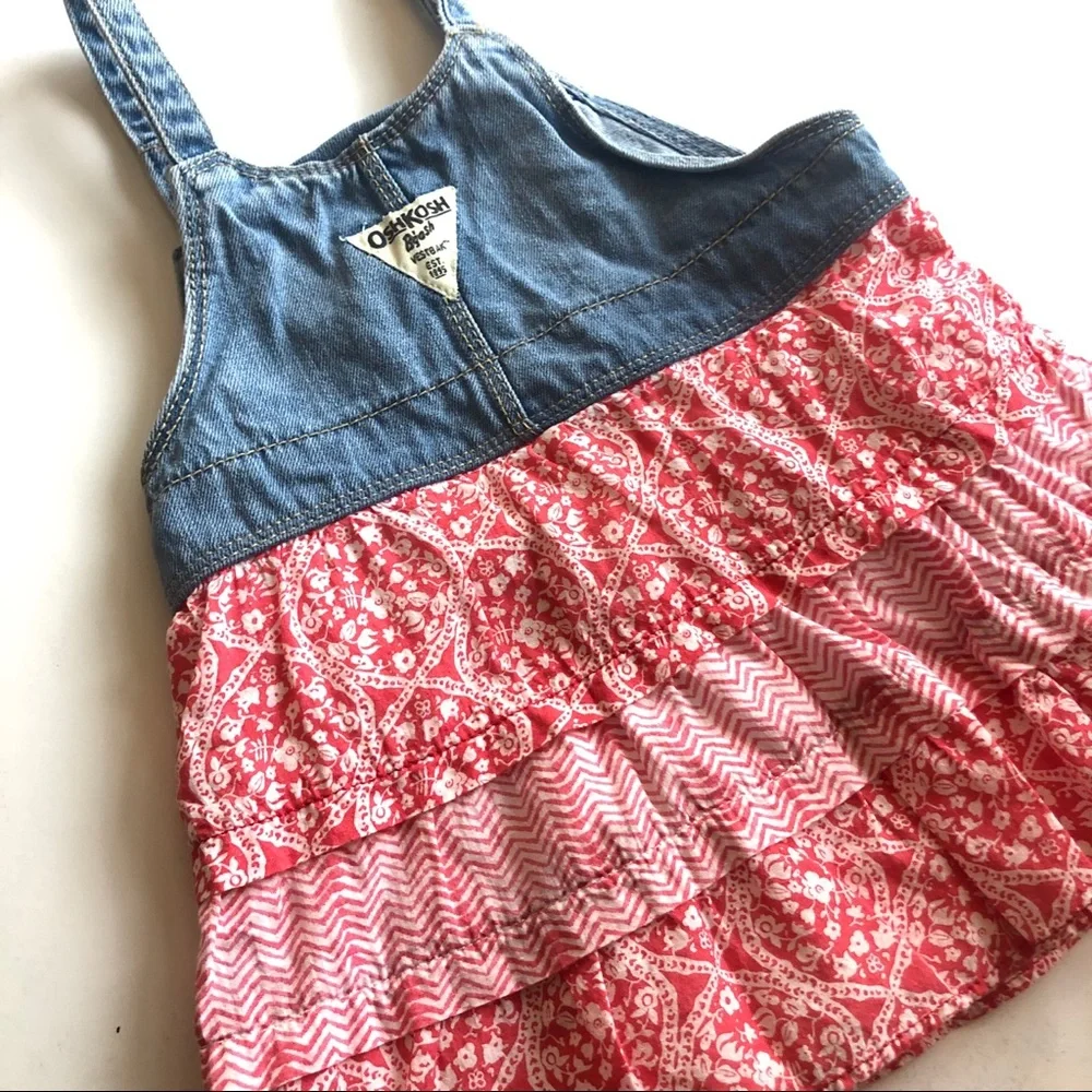Oshkosh denim jumper ruffle tiered skirt